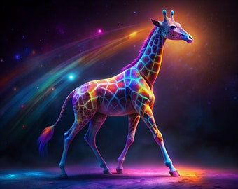 Vibrant giraffe print, safari animal print, animal poster, giraffe print, giraffe wall art, giraffe poster, maximalist decor, wall art