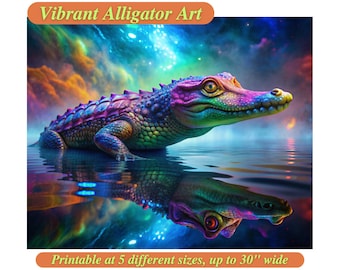 Vibrant alligator print, any decor, printable animal, animal poster, alligator print, alligator wall art, alligator poster, maximalist decor