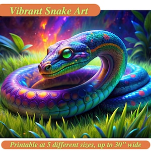 Vibrant snake print, safari animal print, animal poster, snake print, snake wall art, snake poster, maximalist decor, neon colors, wall art
