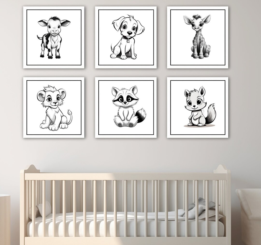Baby Animal Prints, Nursery Decor, Set of 6, Nursery Wall Art, Baby ...