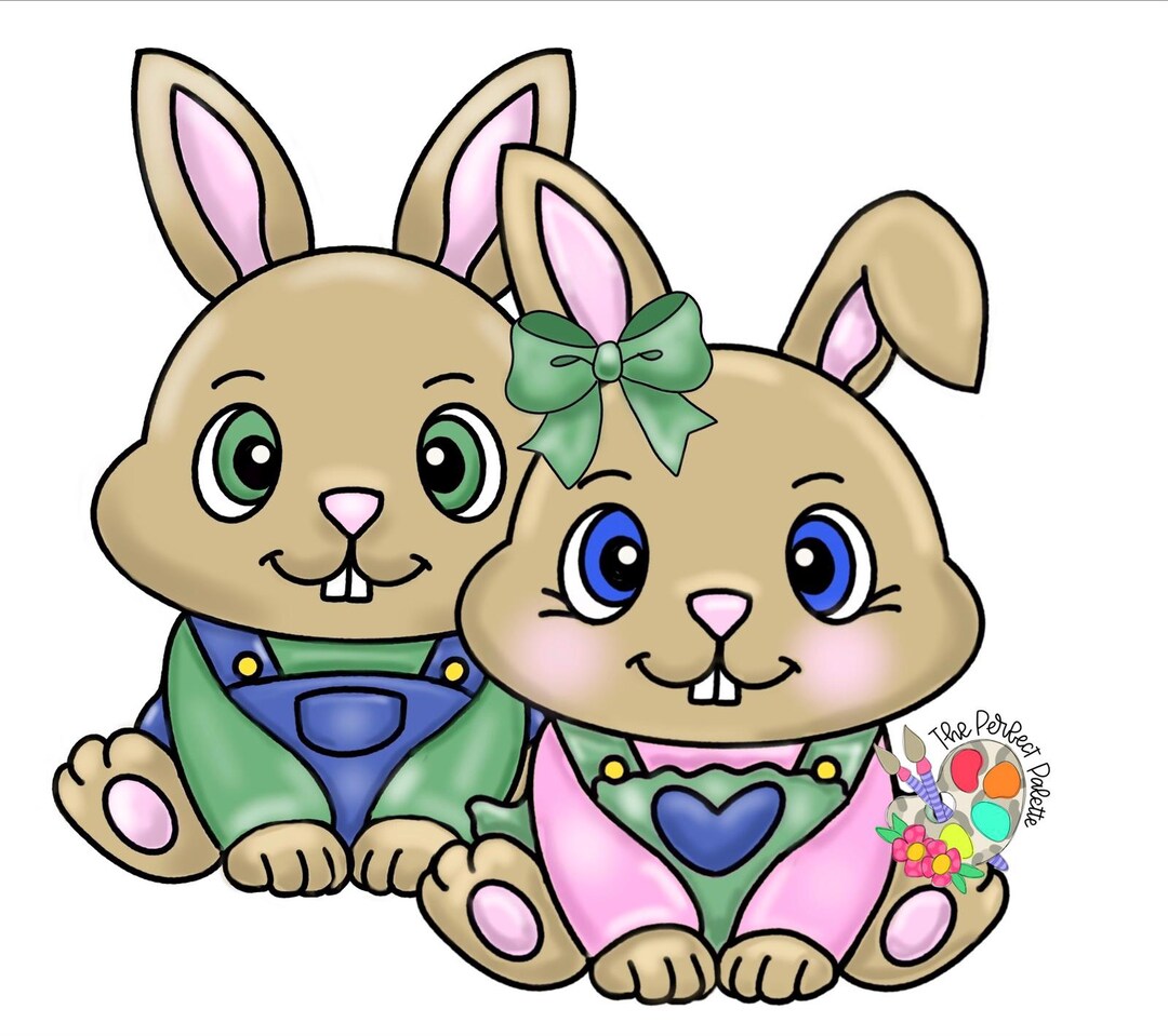 Easter Spring Boy and Girl Bunny Duo Door Hanger Downloadable File ...