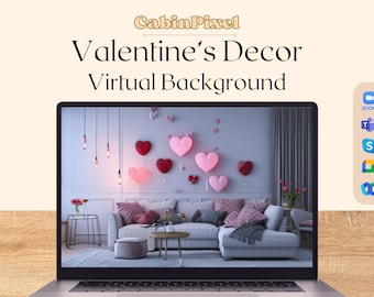 Valentine's Day Digital Zoom Virtual Background - Subtle Valentine's Decor For Zoom Teams Skype Webex Google Meet