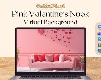 Digitaler Hintergrund des rosa Valentinstag-Themas für Teams, Zoom, skype, Webex und mehr
