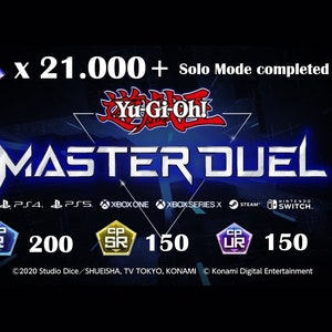 Yu-Gi-Oh! Master Duel 21k+ Gems, 150CP SR+150CP UR, Level 16, Solo Complete, All Platforms, Konami Account, Receive Instantly