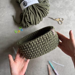 Crochet basket with wooden base, oval, practical gift idea, crocheted baskets, storage basket, gift basket, gift baskets, crochet basket image 17