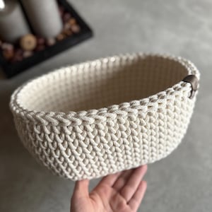 Crochet basket with wooden base, oval, practical gift idea, crocheted baskets, storage basket, gift basket, gift baskets, crochet basket image 12