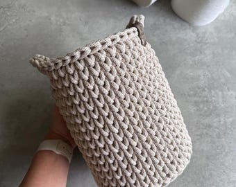 Crochet basket with handles, practical basket for two toilet paper rolls, toilet roll basket, decorative basket, bathroom decoration, storage basket