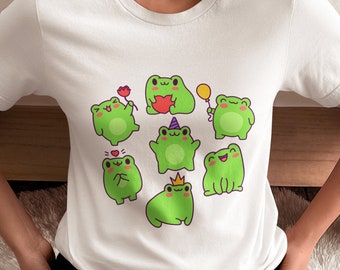 Kawaii Frogs Unisex Jersey Short Sleeve Tee, Frog T-shirt, Gift for frog lovers, frog lover gifts, funny t-shirts, funny frog shirt