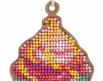 Zestaw do haftu koralikowego na drewnie – ozdoba choinkowa – ciasto 6 x 9 cm/2,36 x 3,54 cala
