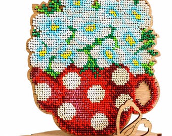 Zestaw do haftu koralikowego DIY na drewnie – Niezwykła kompozycja 12x14x7cm/4,72x5,51x2,76"