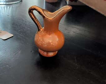 Vintage - Miniature Pitcher - Peach Lusterware & Gold