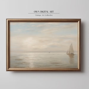 Vintage Segelboot Malerei: Maritime Meerlandschaft Kunstdruck (Digitaler Download)
