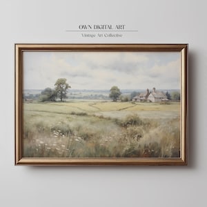 Printable English Countryside Landscape Painting | Antique English Landscape Art Print | Cottage Wall Art | Digital Download | A010