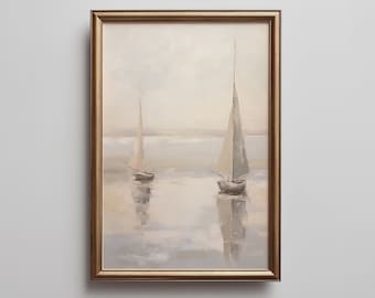 Vintage Nautical Sailing Art Print: Antique Seascape Painting (Digital Download)