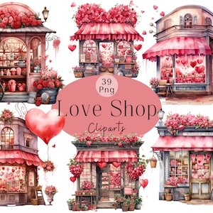 Pakiet Walentynkowy Sklep Piekarnia Świętego Walentego Clipart Walentynki Sklep Cukierniczy Valentine Png Pakiet Słodki Przód Sklepu Clipart Png