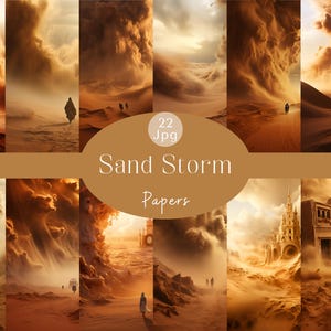Printable Sand Storm Landscape Digital Papers Mystical Art Print Nature Scene Desert Fantasy Landscape Junk Journaling Scrapbook Paper Craft