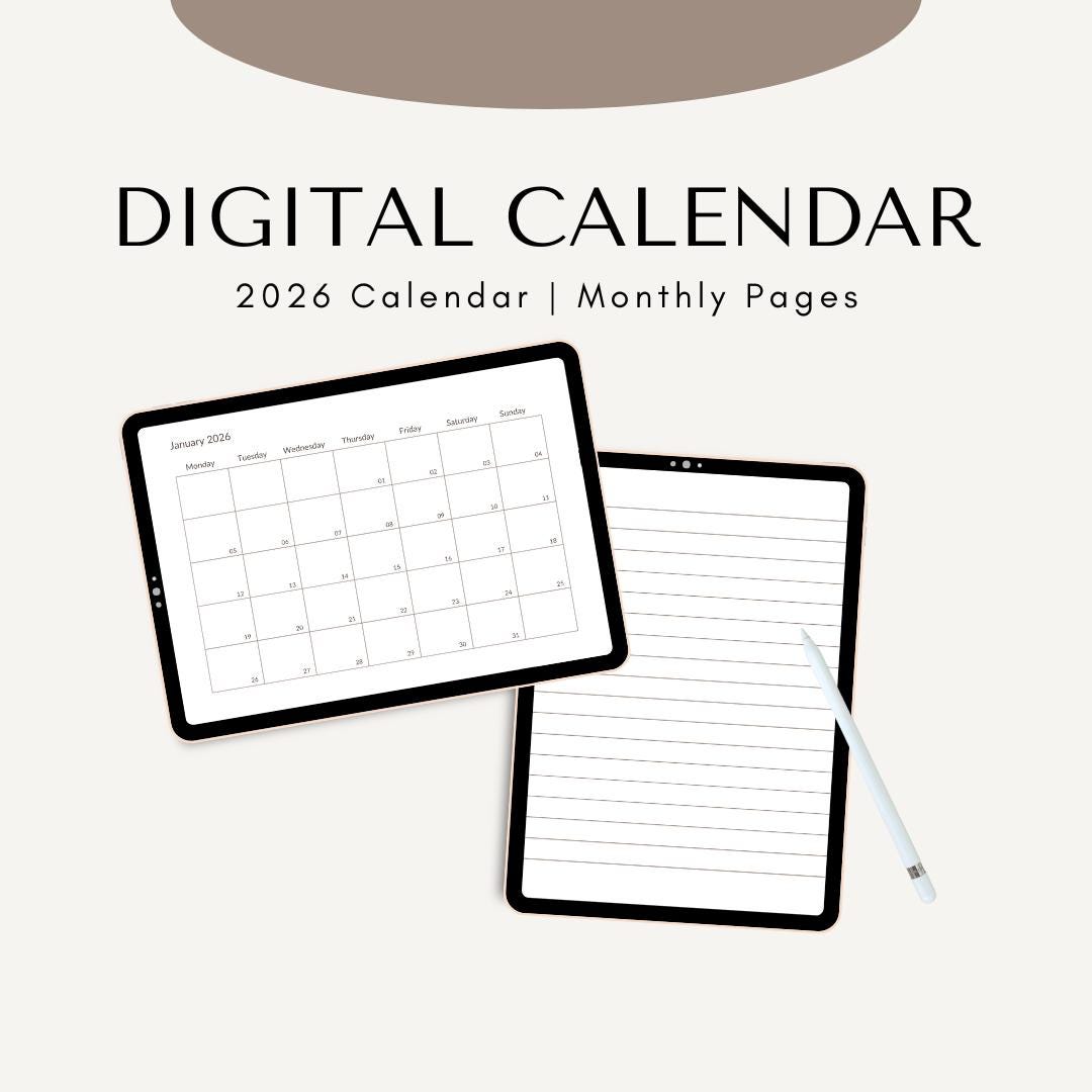 2026 Digital Calendar | A4 Landscape | Minimal Planner PDF | Goals ...
