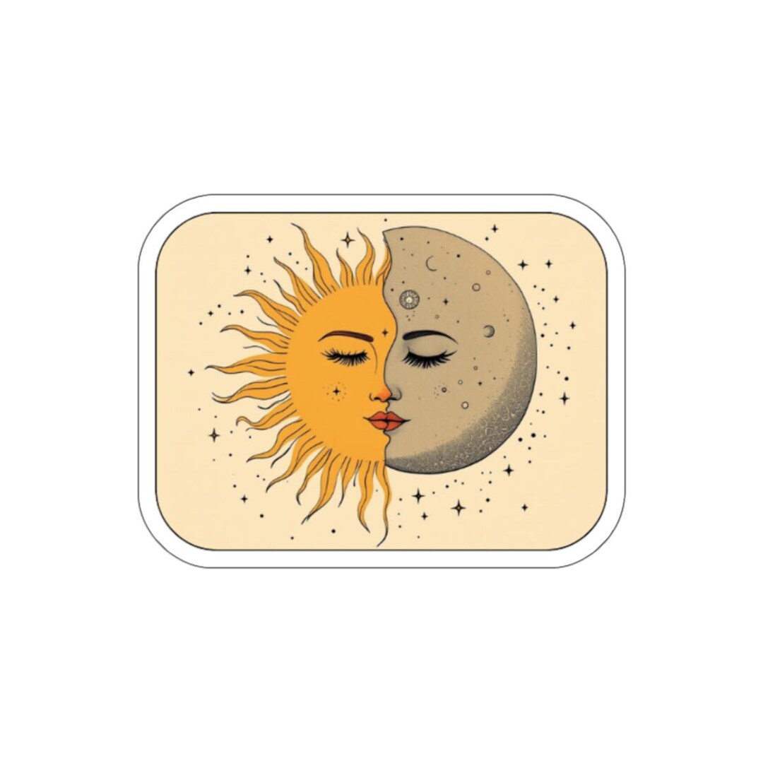 Celestial Sun and Moon Kiss Sticker - Etsy