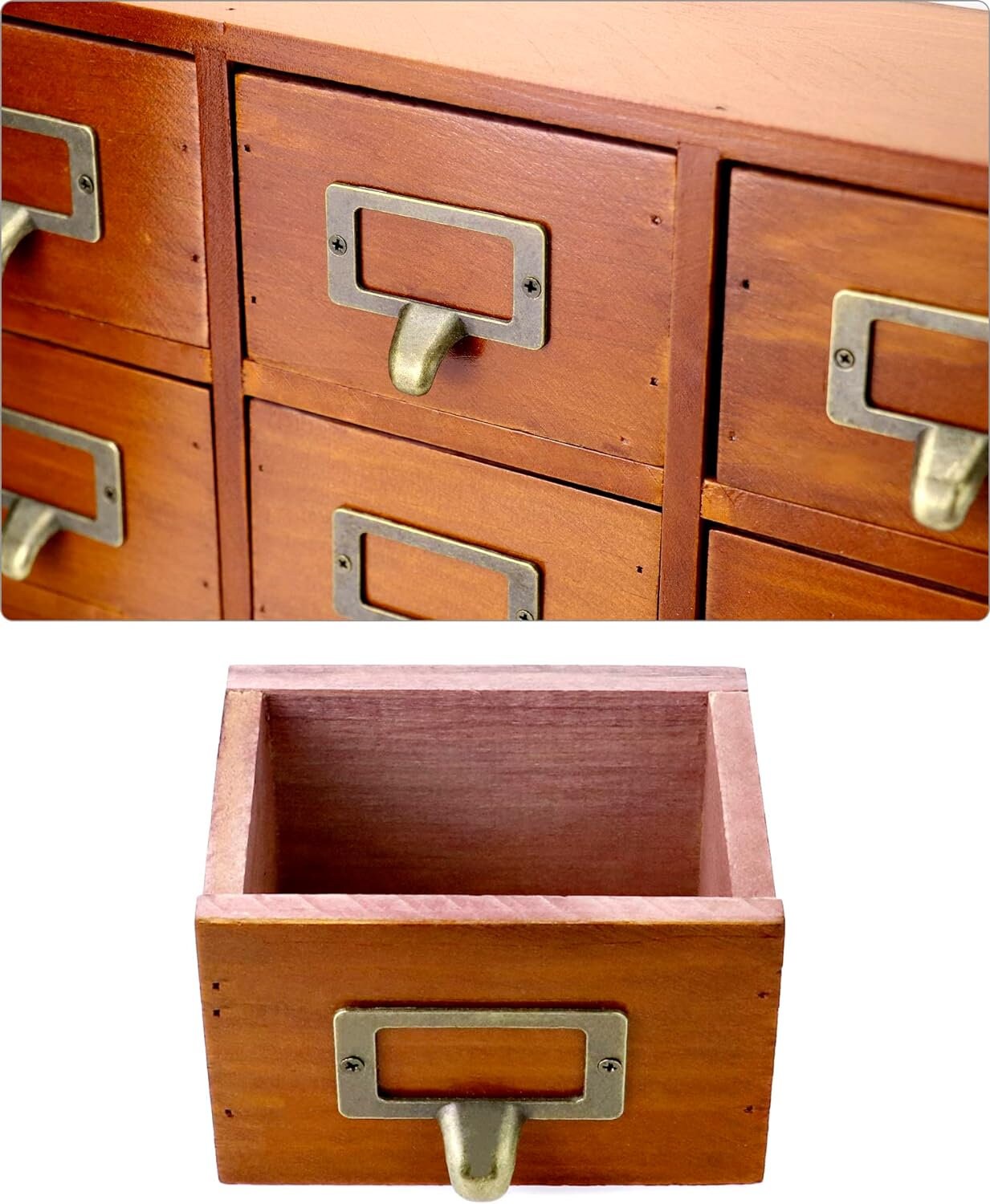 Wooden Card Catalog Labels Apothecary Tabletop