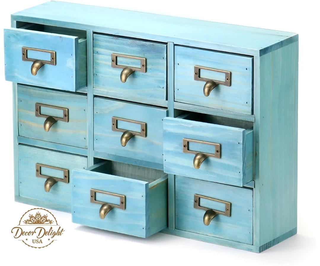 Wooden Card Catalog Labels Apothecary Tabletop