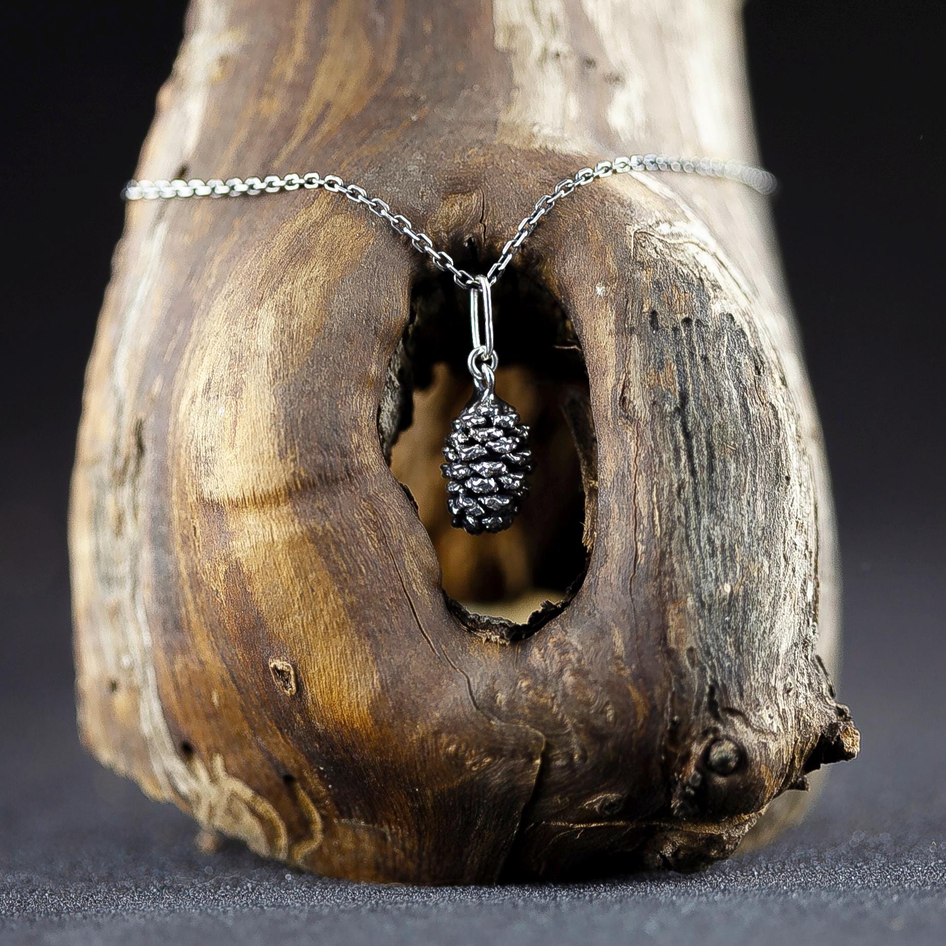 Real Alder Cone Silver Pendant - Nature Inspired - Handmade Plant Jewelry - Gift for Her - Gift for Bridal - Botanical wedding jewelry