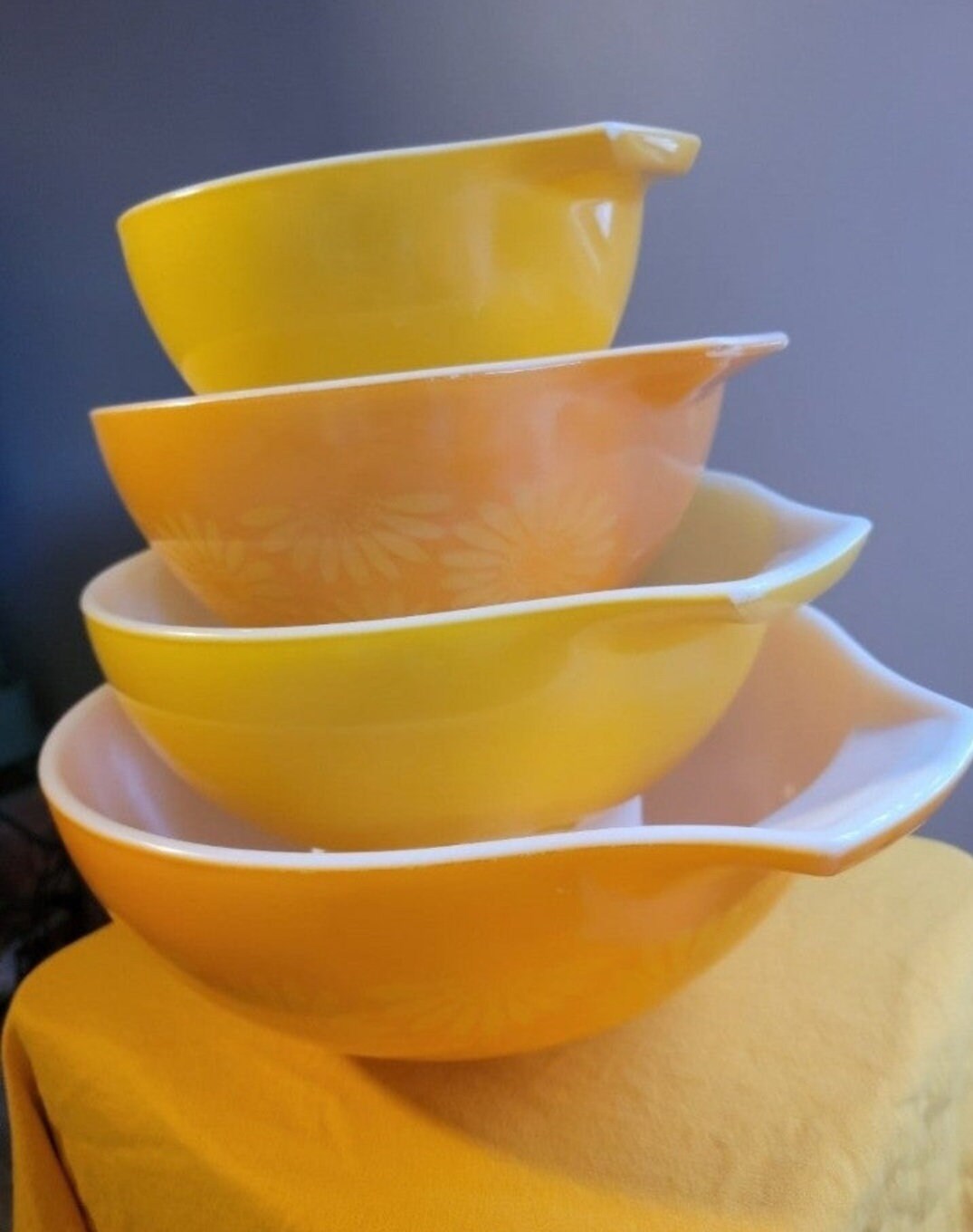 Pyrex Sunflower Daisy Cinderella Nesting Bowls 4 Etsy