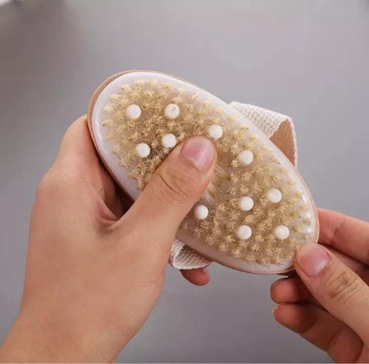 1 Pcs Bathing Body Brush with Bristles for Exfoliating White Colour