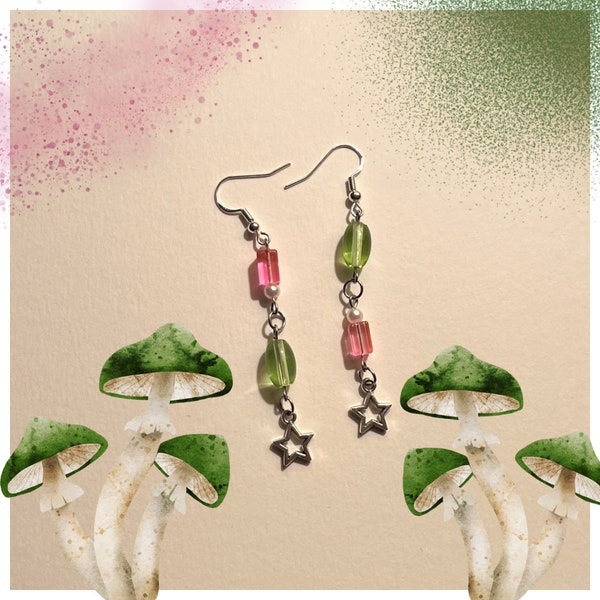 Melanie Martinez Inspired Earnings | Pink and Green Dangle Earrings | Fun and Unique dangle Earrings | Portals Inspired Earrings