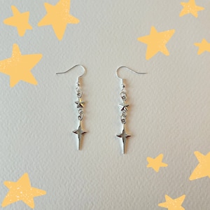 Long Star Dangle Hook/Stud Earrings | Dangle Earrings | Star Earrings | Unique Earrings