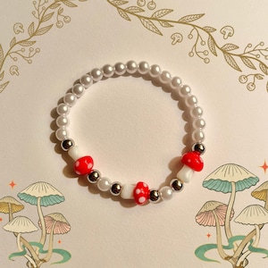 Mushroom Bracelet | Unique Mushroom Bracelet | Beaded Bracelet | Homemade Bracelet