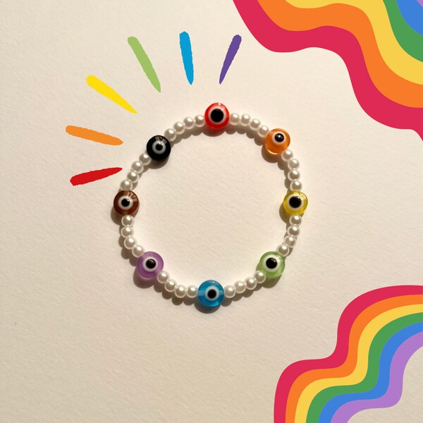 Multi color evil eye charm bracelet