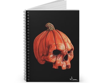 Pumpkin Skull Spiral Notebook - Ruled Line