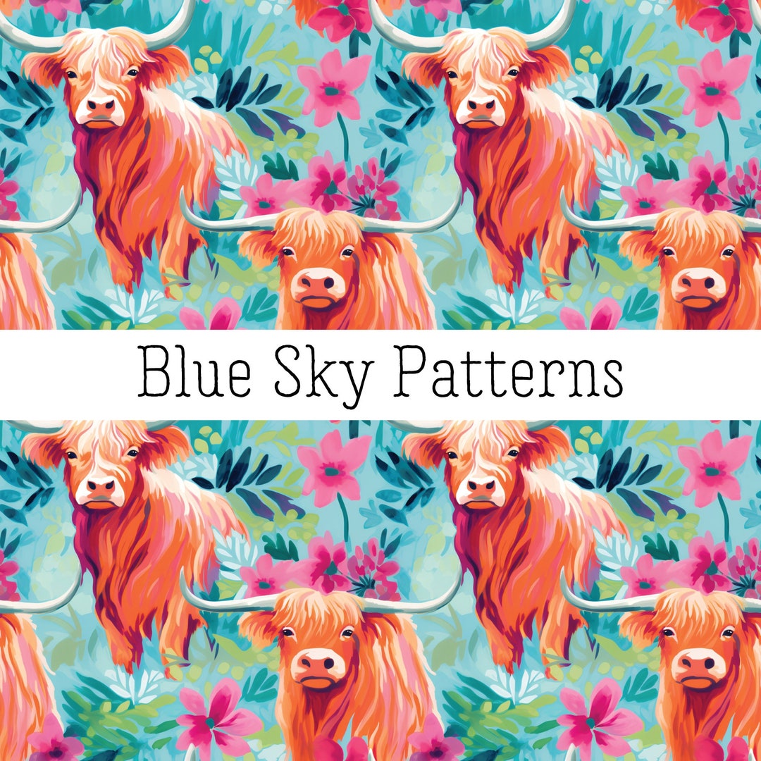 Highland Cow Seamless Pattern - Etsy
