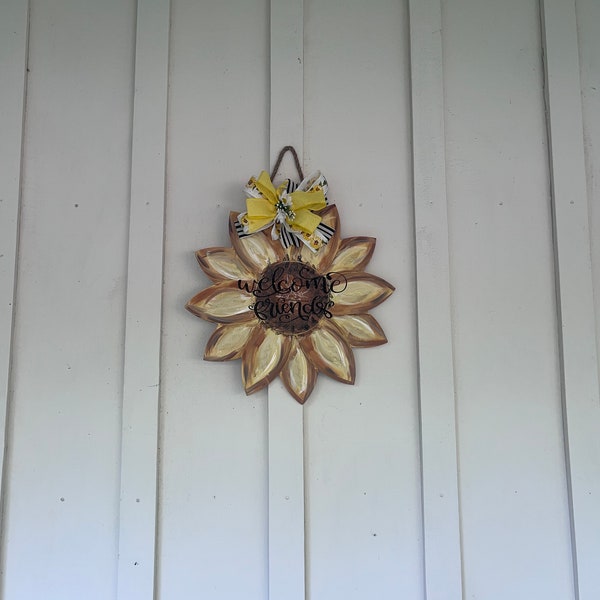Welcome Friends Sunflower Door Hanger
