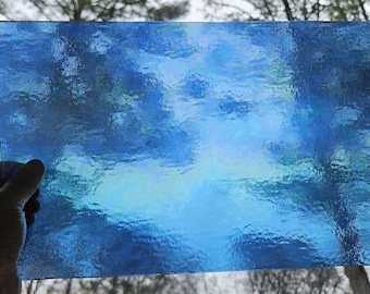 Steel Blue, Transparent, Luminescent, 96 fusible, Wissmach, stained glass sheet