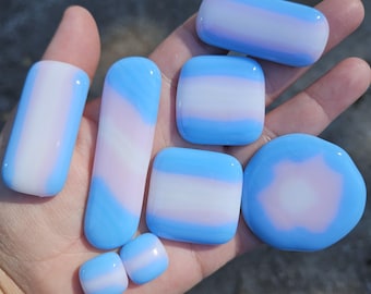 Trans Pride, Cabochon, fused glass, jewelry making, 90 coe, jewelry pack,  wire wrapping