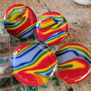 Rainbow, dresser knobs, set of 6, fused glass art