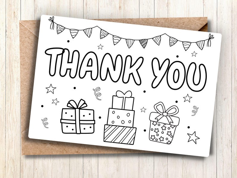 Coloring Thank You Card, Thank You Birthday Coloring, Coloring Thank ...