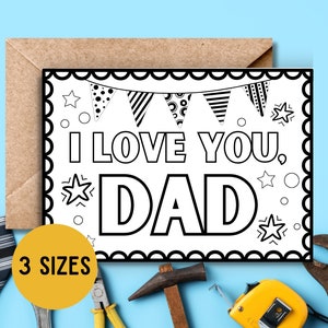 Vatertagsfärbung Karte, Vatertagsfärbung, Vatertagsaktivität, DIY Geschenk für Papa, druckbare Karte für Papa, Ich liebe Dich Papa Karte