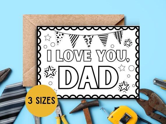 Father's Day Coloring Card, Fathers Day Coloring, Father's Day Activity, DIY Gift for Dad, Printable Card for Dad, I Love You Dad Card