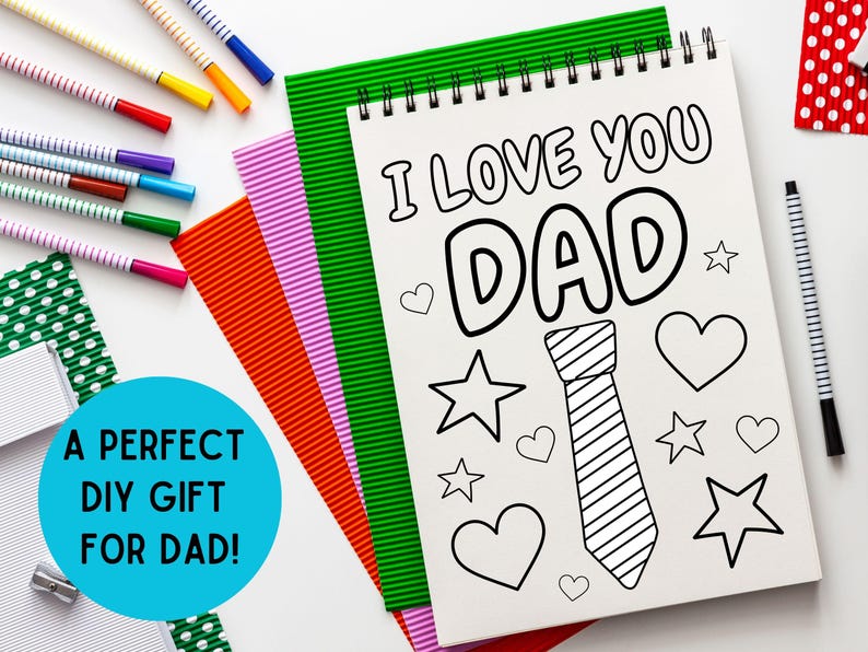Father's Day Coloring, Coloring Gift for Dad, Preschool Father's Day Craft, Father's Day Activity, DIY Gift for Dad, Father's Day Puns image 5