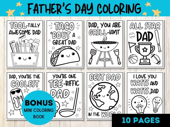 Father's Day Coloring, Coloring Gift for Dad, Preschool Father's Day Craft, Father's Day Activity, DIY Gift for Dad, Father's Day Puns