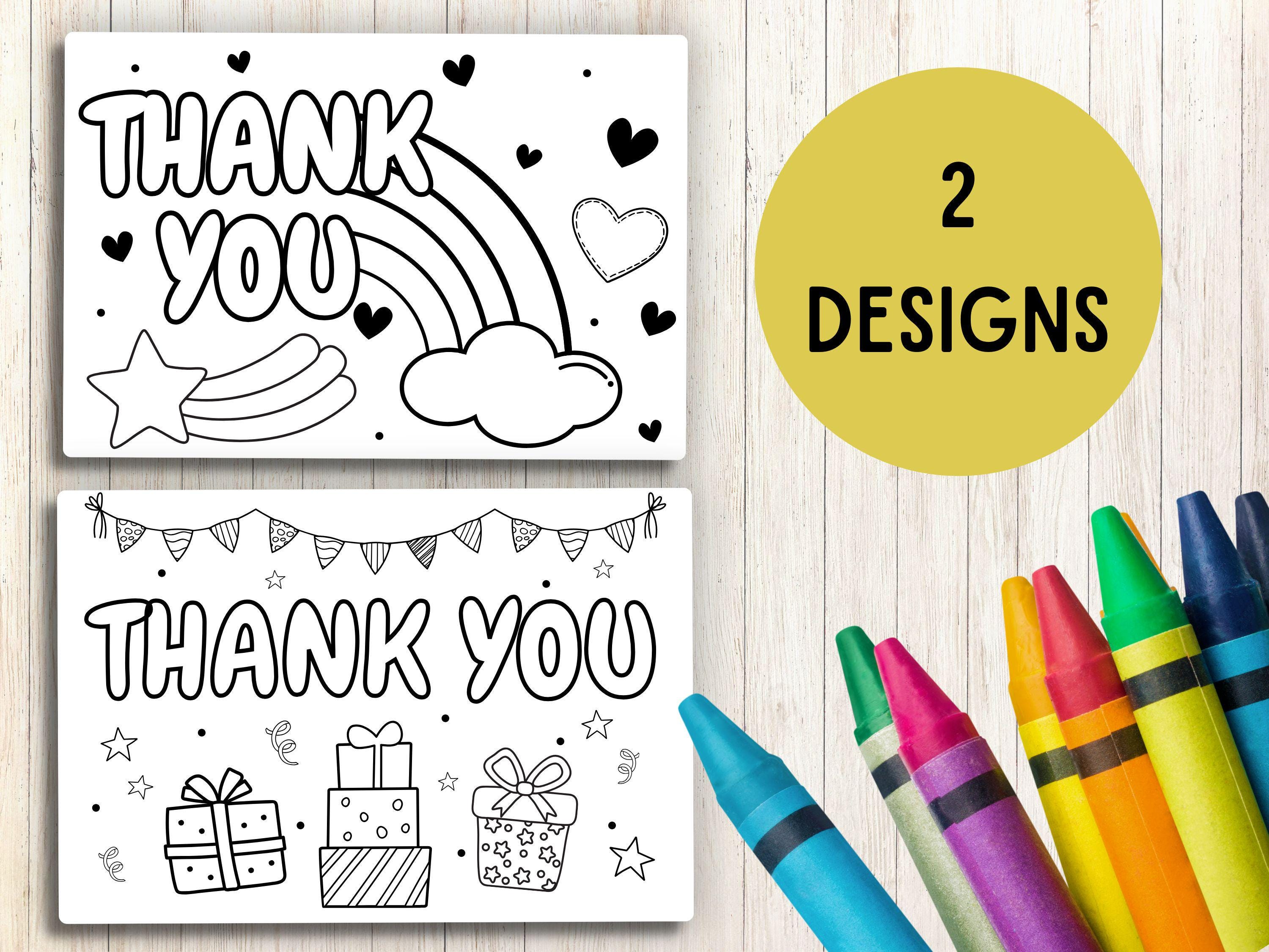 Coloring Thank You Card, Thank You Birthday Coloring, Coloring Thank ...