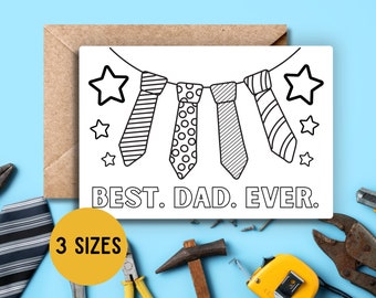 Colorazione per la festa del papà, biglietto da colorare per la festa del papà, attività per la festa del papà, regalo fai da te per papà, biglietto stampabile per papà, miglior papà di sempre