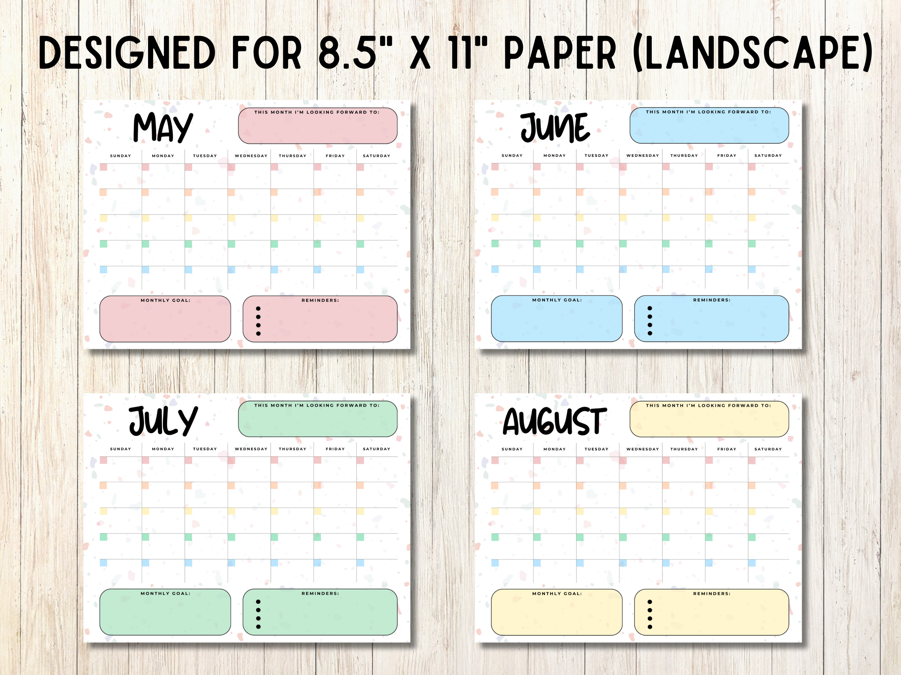 Monthly Kids Calendar, Printable Kids Calendar, Monthly Reflection for ...