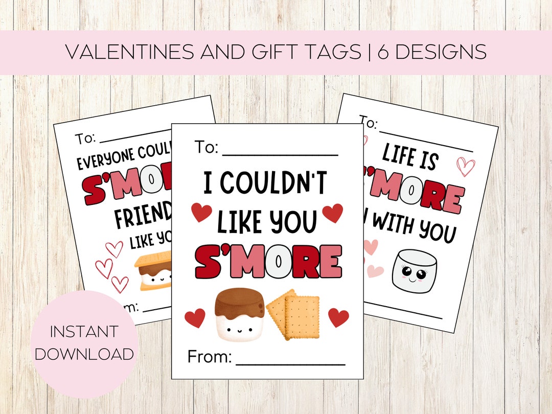 S'more Valentines for Kids, Printable Student Valentines, Classroom ...