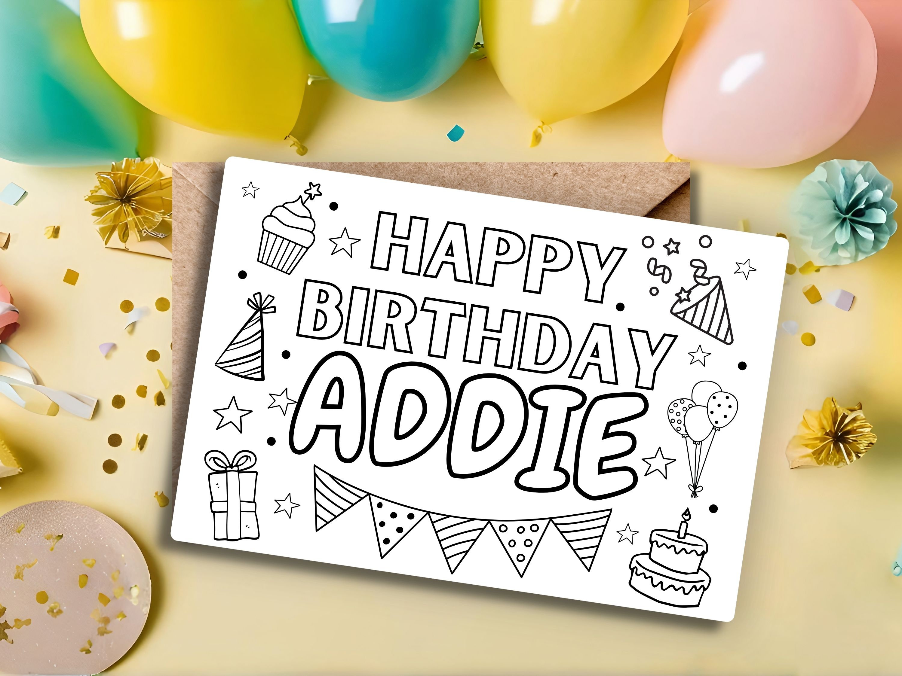 Printable Personalized Coloring Card