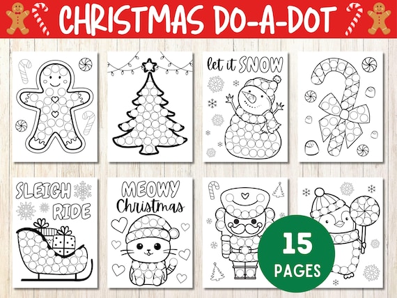 Christmas Dot Marker Pages, Toddler Fine Motor Activity, Montessori Christmas Activity, Do-a-Dot, Preschool Holiday Activity, Dot Painting
