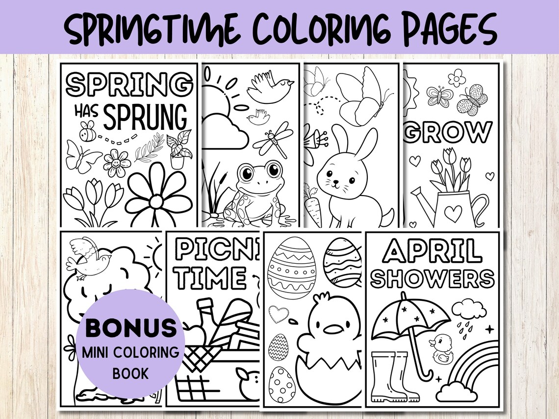 Spring Coloring Pages, Printable Kids Coloring, Easter Coloring Pages ...
