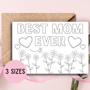 Tarjeta para colorear del Día de la Madre, Actividad del Día de las Madres, Tarjeta imprimible para mamá, Tarjeta para colorear para niños, Coloración del Día de las Madres, Mejor mamá de todos los tiempos